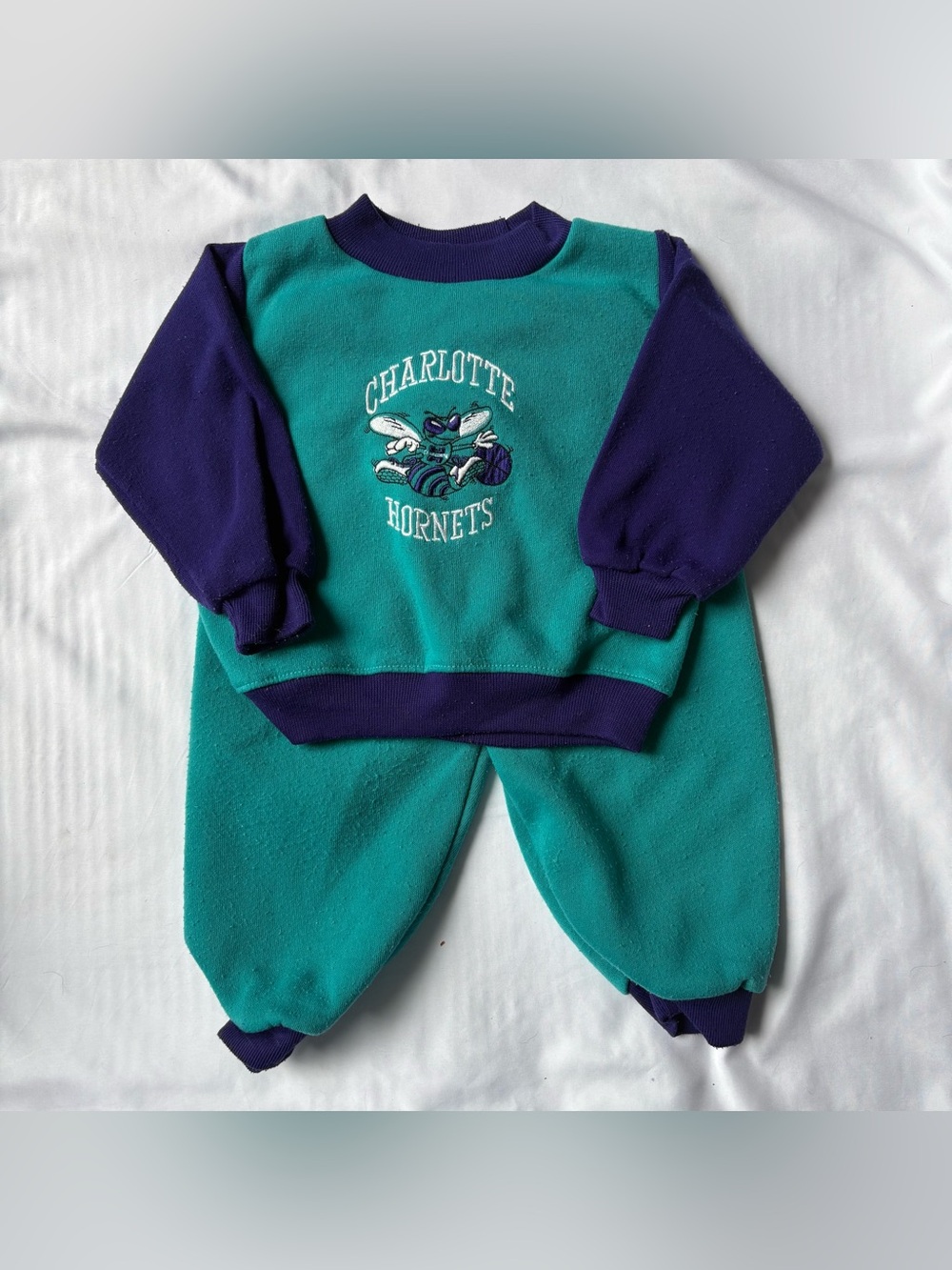 Vintage 90s Charlotte Hornets Colorblock Sweatsuit - Size 18M